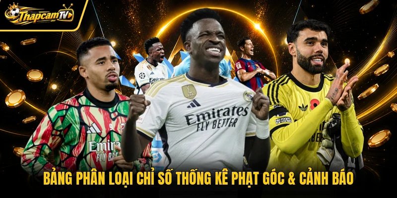 Bảng phân loại chỉ số thống kê phạt góc & cảnh báo